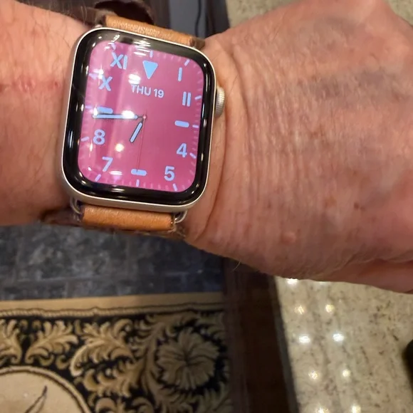 Handpainted Leather Apple Watch Band with Horse Motif - Tan Brown - Picture 4 of 4